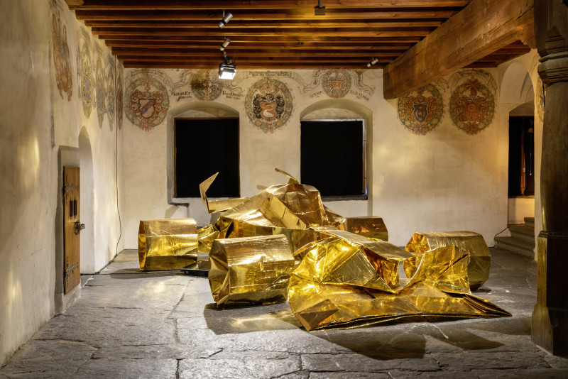 Werdenberg, St. Gallen, Schweiz, 13. Juni 2019 - Schlossmediale, Ausstellung.